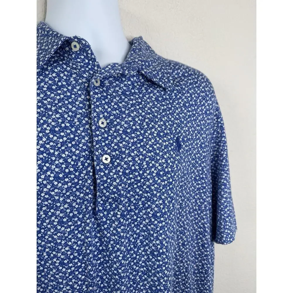 Ralph Lauren Polo Shirt Mens XXL Pro Fit Ditsy Floral 100% Pima Cotton Peru Golf